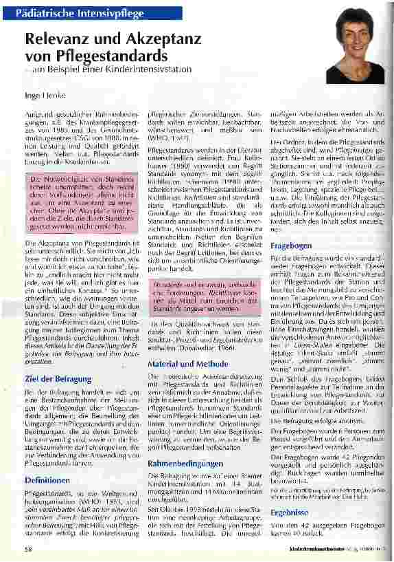 Vorschauseite 1: Relevanz und Akzeptanz von Pflegestandards