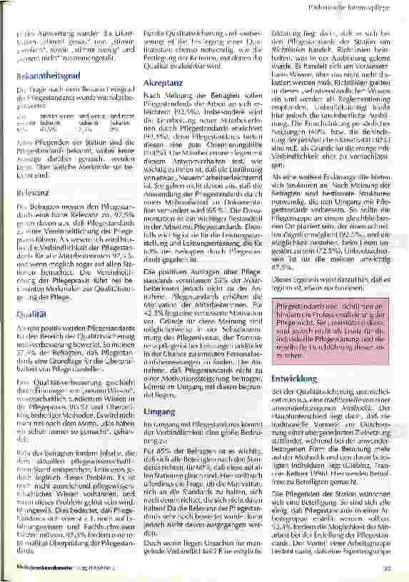 Vorschauseite 2: Relevanz und Akzeptanz von Pflegestandards