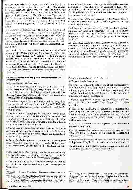 Vorschauseite 4: Die Universitätsausbildung für kanadische Krankenschwestern