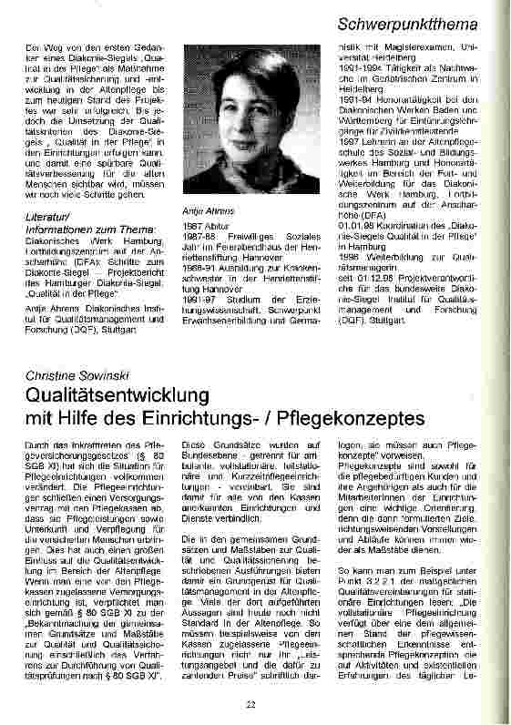 Vorschauseite 1: Qualitätsentwicklung mit Hilfe des Einrichtungs- / Pflegekonzeptes