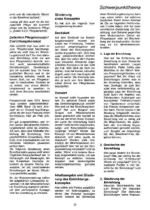 Vorschauseite 2: Qualitätsentwicklung mit Hilfe des Einrichtungs- / Pflegekonzeptes