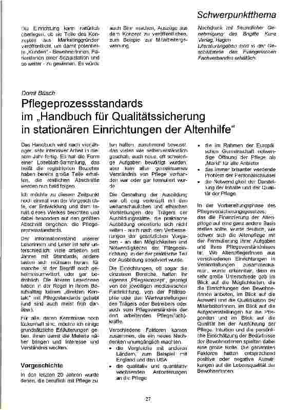 Vorschauseite 6: Qualitätsentwicklung mit Hilfe des Einrichtungs- / Pflegekonzeptes
