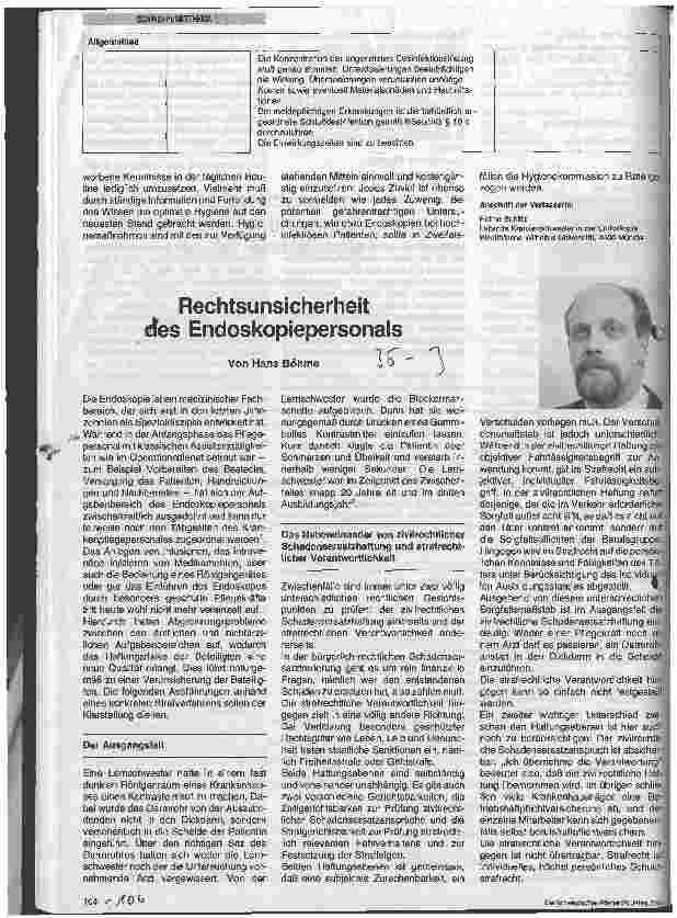 Vorschauseite 1: Rechtsunsicherheit des Endoskopiepersonals