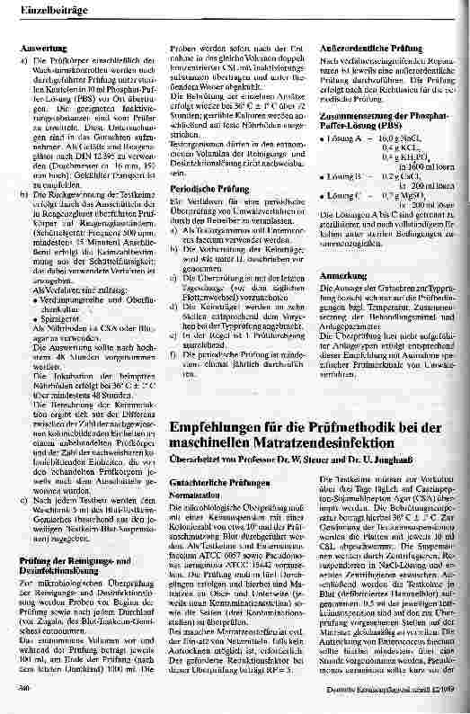 Vorschauseite 4: Empfehlungen zur hygienischen Bettenaufbereitung Empfehlungen für Bettgestellwaschanlagen