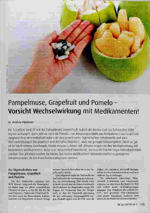 Vorschauseite 1: Pampelmuse, Grapefruit und Pomelo Vorsicht Wechselwirkung mit Medikamenten!
