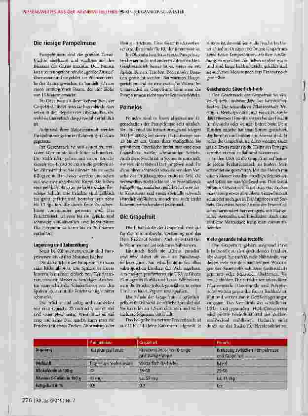 Vorschauseite 2: Pampelmuse, Grapefruit und Pomelo Vorsicht Wechselwirkung mit Medikamenten!