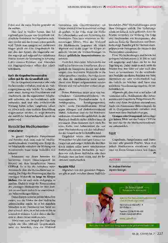 Vorschauseite 3: Pampelmuse, Grapefruit und Pomelo Vorsicht Wechselwirkung mit Medikamenten!