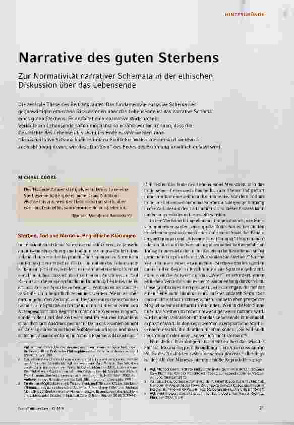Vorschauseite 2: Narrative des guten Sterbens