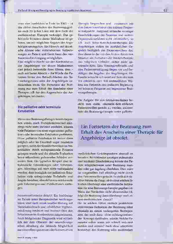 Vorschauseite 3: Die Durchführung und Beendigung der Beatmung in palliativen Situationen