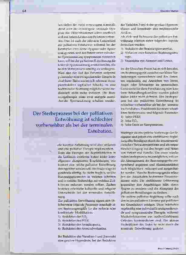 Vorschauseite 6: Die Durchführung und Beendigung der Beatmung in palliativen Situationen