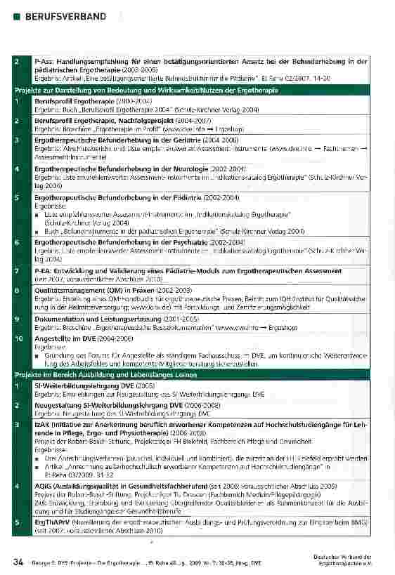 Vorschauseite 3: DVE-Projekte - Die Ergotherapie gemeinsam vorwärts bringen (Teil 1)