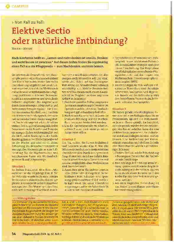 Vorschauseite 1: Elektive Sectio oder natürliche Entbindung?