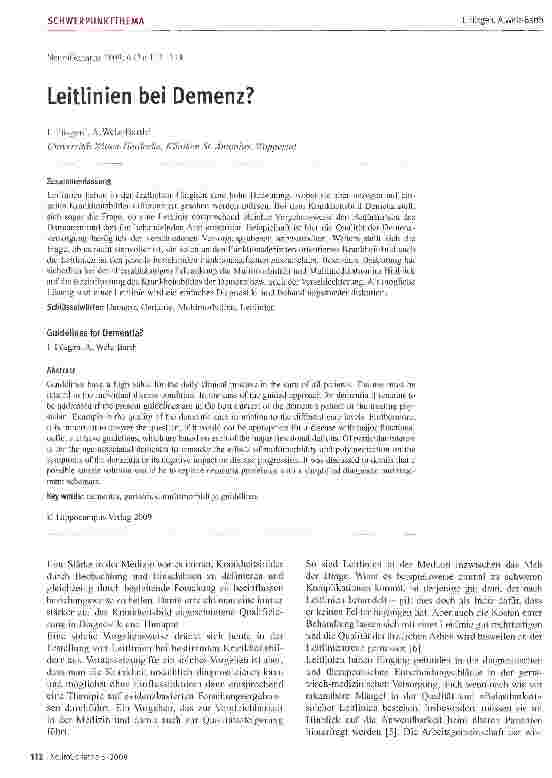 Vorschauseite 1: Leitlinien bei Demenz?