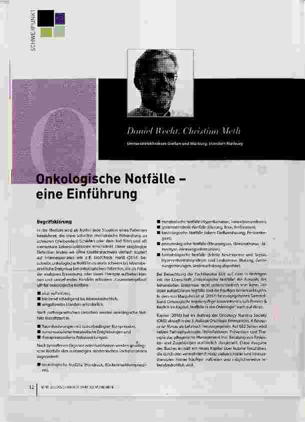 Vorschauseite 1: Onkologische Notfälle eine Einführung