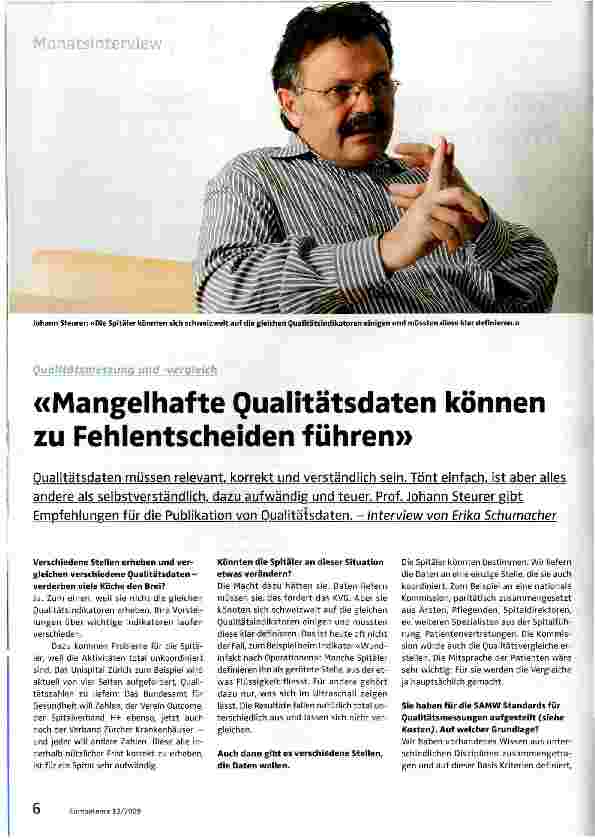 Vorschauseite 1: «Mangelhafte Qualitätsdaten können zu Fehlentscheiden führen»