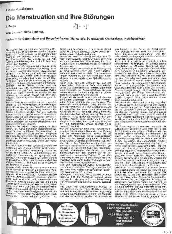 Vorschauseite 1: Die Menstruation und ihre Störungen 1. Folge