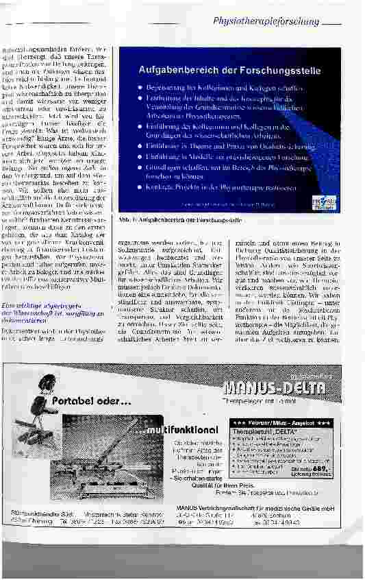Vorschauseite 3: Forschung - Freund oder Feind der Physiotherapie?