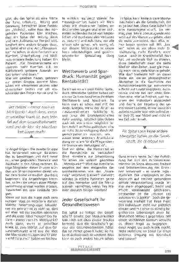 Vorschauseite 2: Wieviel Hotellerie braucht der Patient? Das ist ja fast wie in einem Hotel!