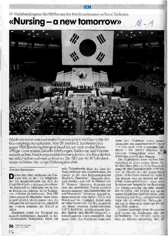 Vorschauseite 1: 19. Vierjahreskongress des Weltbundes der Krankenschwestern in Seoul Nursing - a new tomorrow