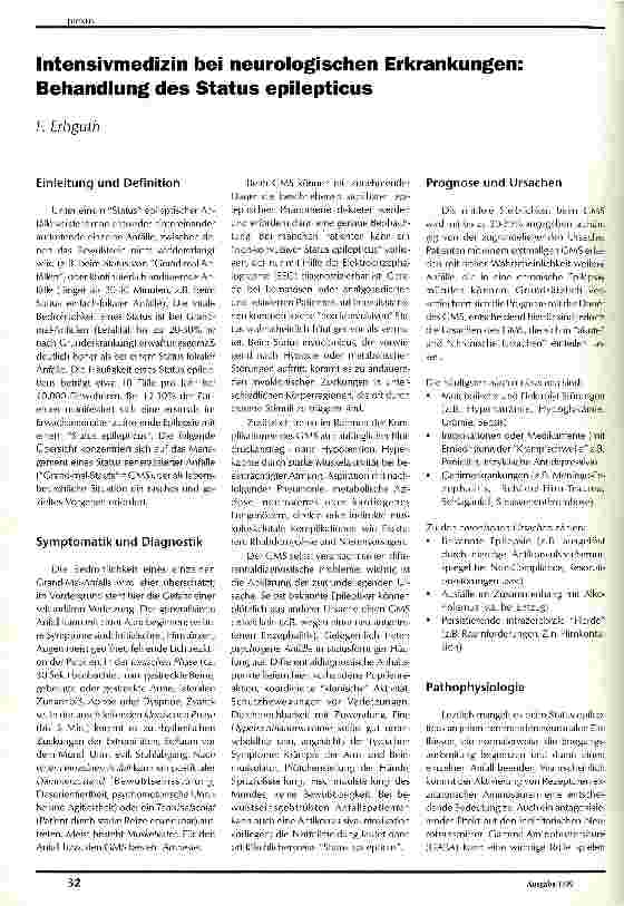 Vorschauseite 1: Intensivmedizin bei neurologischen Erkrankungen: Behandlung des Status epilepticus