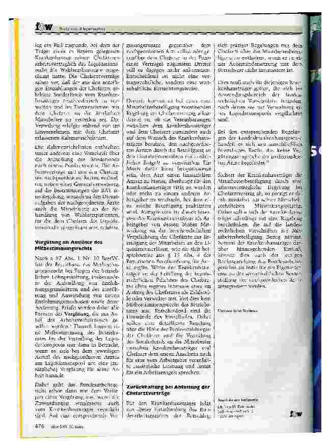 Vorschauseite 4: Zur Poolpflicht in kirchlichen Krankenhäusern und zur Beteiligung des Betriebsrats bei der Poolverteilung Fusion von Krankenhäusern