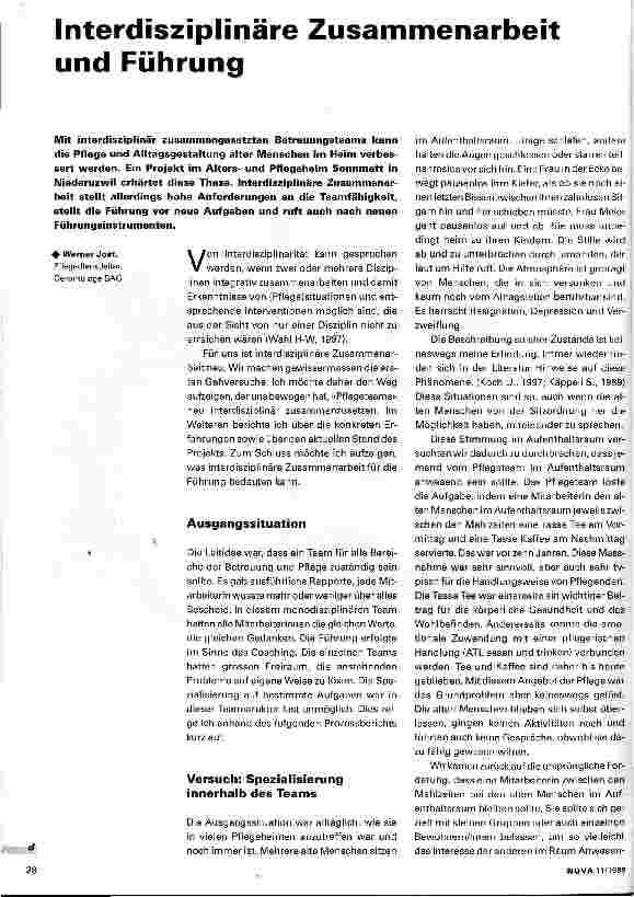 Vorschauseite 1: Interdisziplinäre Zusammenarbeit und Führung