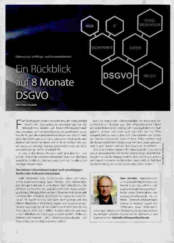 Vorschauseite 1: Ein Rückblick auf 8 Monate DSGVO