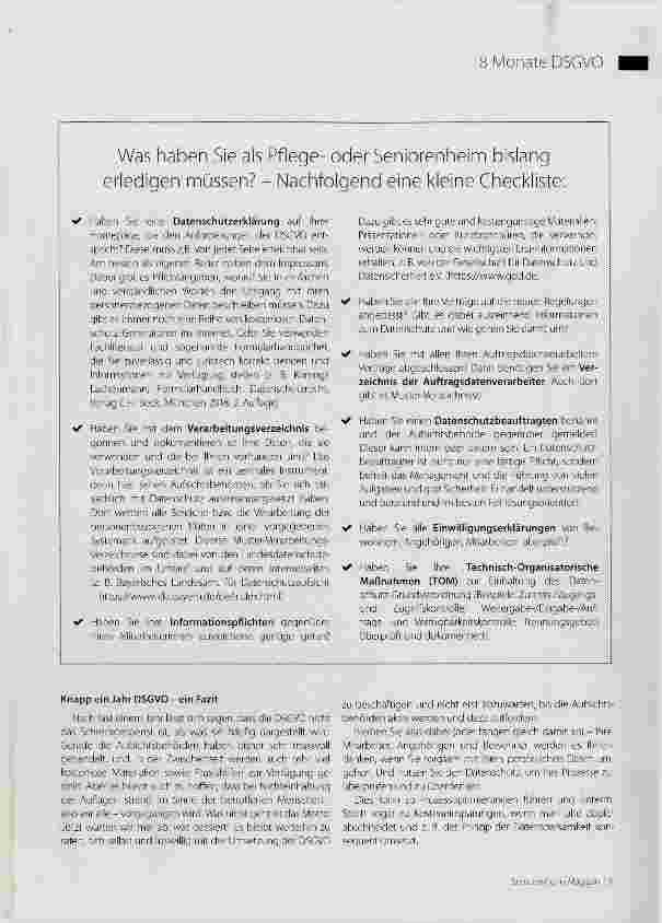 Vorschauseite 2: Ein Rückblick auf 8 Monate DSGVO