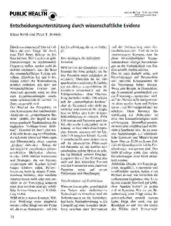 Vorschauseite 1: Entscheidungsunterstützung durch wissenschaftliche Evidenz