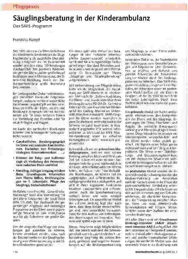 Vorschauseite 1: Säuglingsberatung in der Kinderambulanz