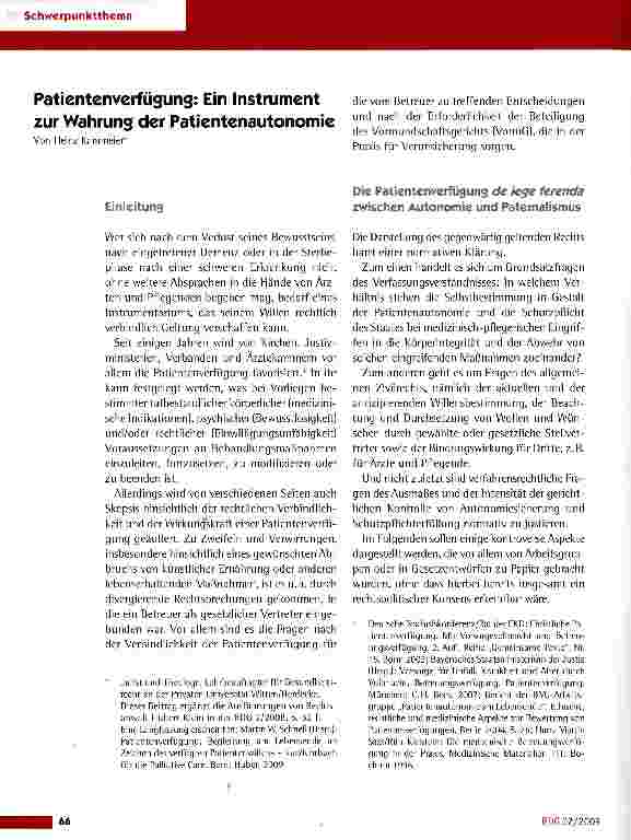 Vorschauseite 1: Patientenverfügung: Ein Instrument zur Wahrung der Patientenautonomie