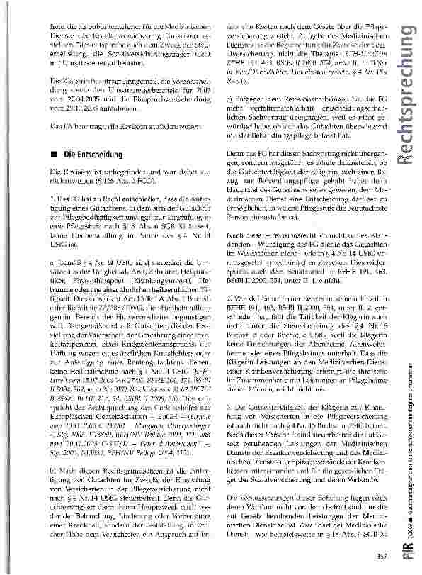 Vorschauseite 3: Gutachtertätigkeit einer Krankenschwester unterliegt der Umsatzsteuer