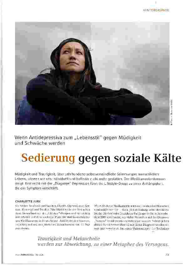 Vorschauseite 1: Sedierung gegen soziale Kälte