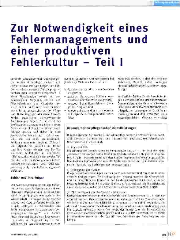 Vorschauseite 1: Zur Notwendigkeit eines Fehlermanagements und einer produktiven Fehlerkultur