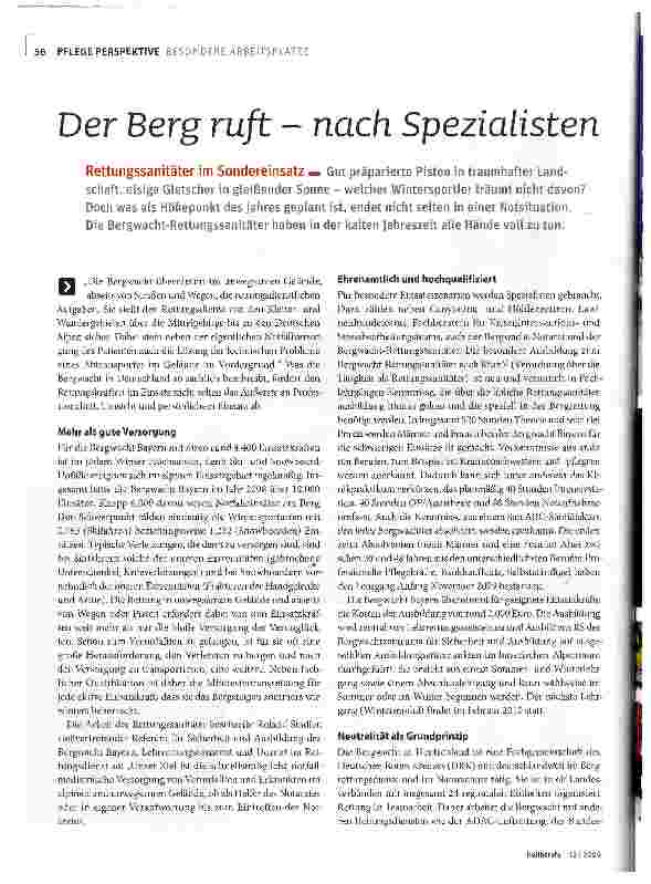 Vorschauseite 1: Der Berg ruft - nach Spezialisten