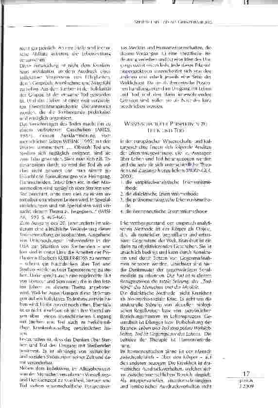 Vorschauseite 3: STERBEN UND TOD ALS GRENZERFAHRUNG EINE KULTURANTHROPOLOGISCHE UND PHÄNOMENOLOGISCHE BETRACHTUNG