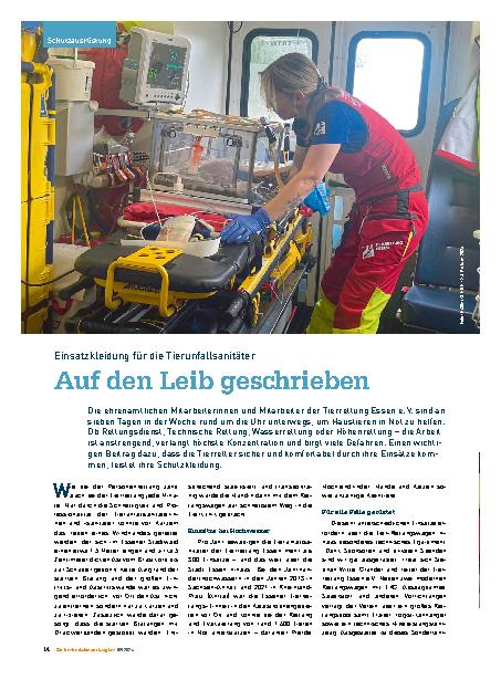 Vorschauseite 1: Einsatzkleidung für die Tierunfallsanitäter. Auf den Leib geschrieben.
