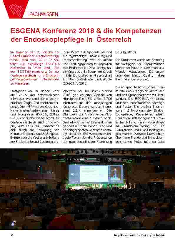 Vorschauseite 1: ESGENA Konferenz 2018 & die Kompetenzen der Endoskopiepflege in Österreich