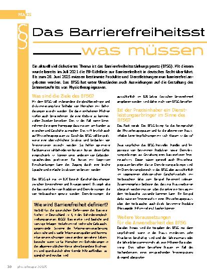 Vorschauseite 1: Das Barrierefreiheitssttärkungsgesetz kommt – was müssen Praxisinhaber tun?