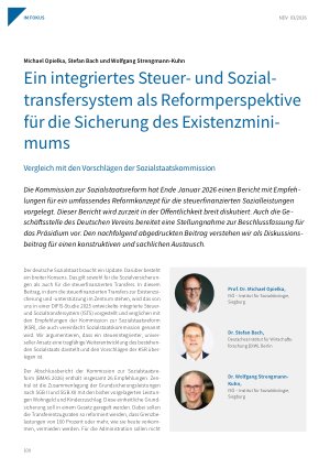 Vorschauseite 1: Ein integriertes Steuerund Sozialtransfersystem als Reformperspektive für die Sicherung des Existenzminimums