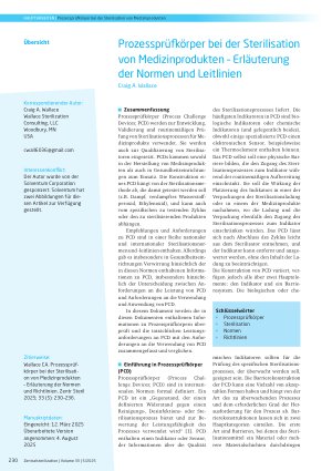 Vorschauseite 1: Prozessprüfkörper bei der Sterilisation von Medizinprodukten – Erläuterung der Normen und Leitlinien
