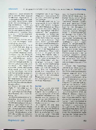 Vorschauseite 2: Beschäftigungs anspruch einer Altenpflegerin nur in der Tagespflege ohne Wochenendund Feiertagsarbeit