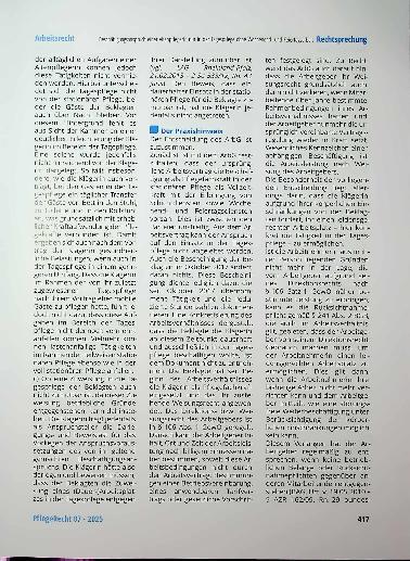 Vorschauseite 6: Beschäftigungs anspruch einer Altenpflegerin nur in der Tagespflege ohne Wochenendund Feiertagsarbeit
