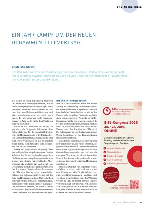 Vorschauseite 1: Ein Jahr Kampf um den neuen Hebammenhilfevertrag