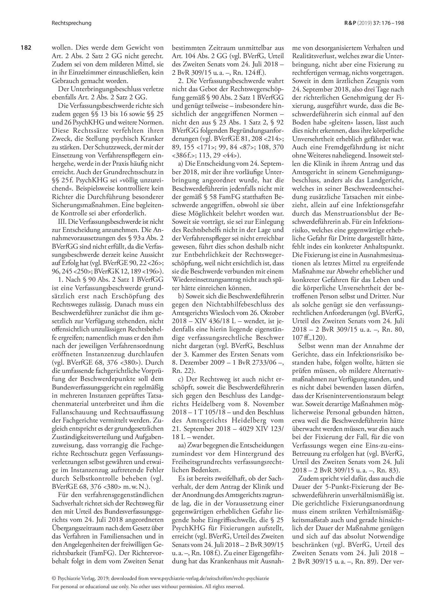 Vorschauseite 3: Voraussetzungen für Fixierung; Rechtswegerschöpfung