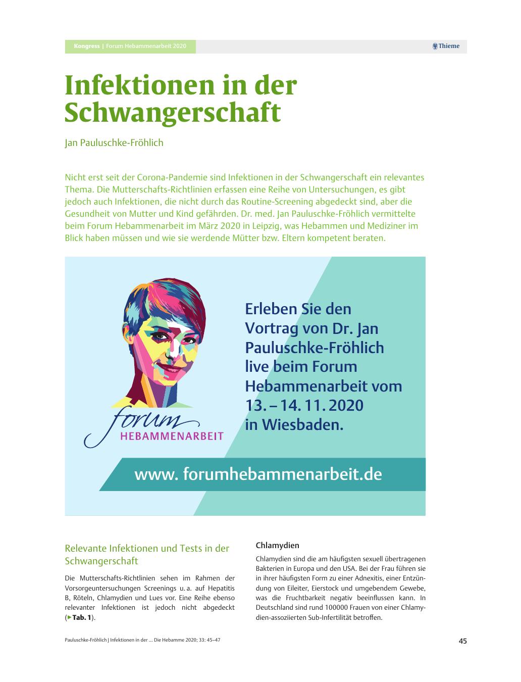 Vorschauseite 1: Infektionen in der Schwangerschaft