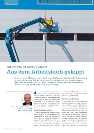 Vorschauseite 1: Tödlicher Unfall mit Gelenkarmhubbühne Aus dem Arbeitskorb gekippt