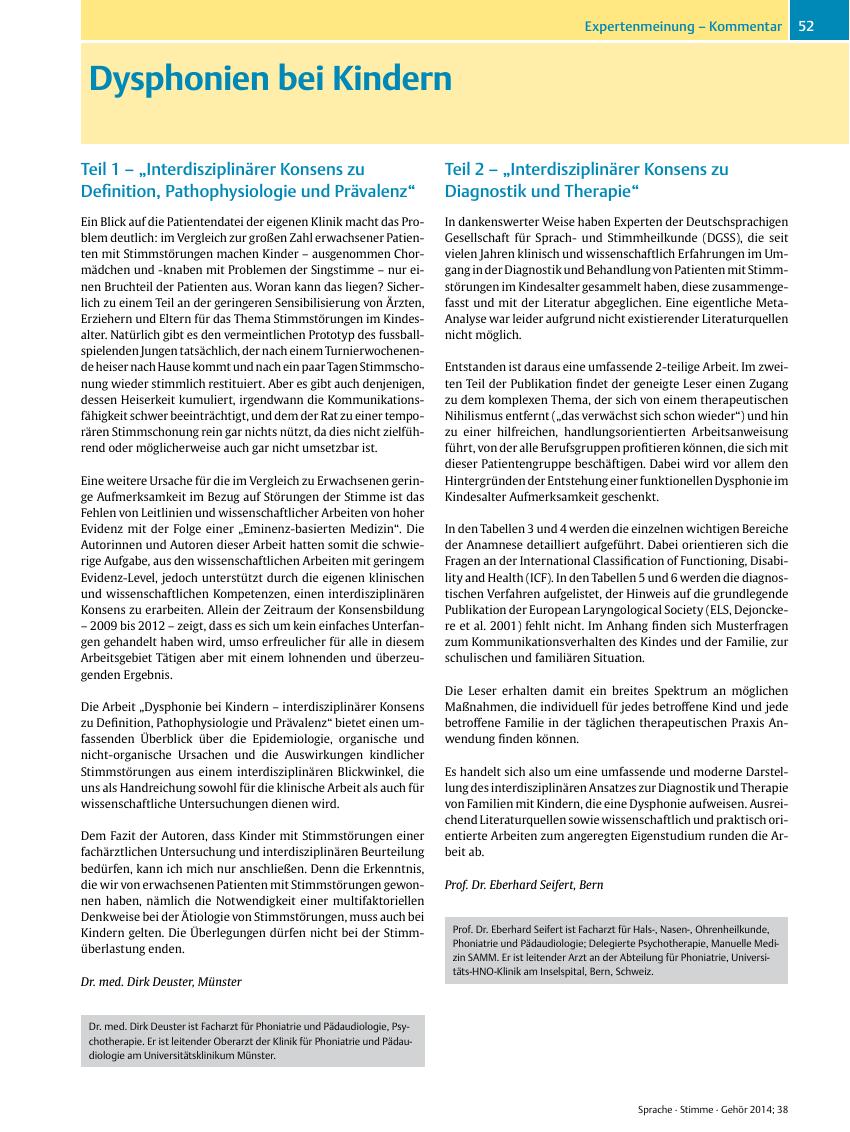 Vorschauseite 1: Dysphonien bei Kindern