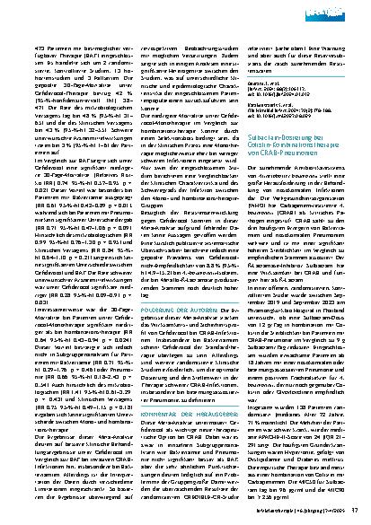Vorschauseite 2: Cefiderocol bei Carbapenemresistenten Acinetobacterbaumannii-Infektionen