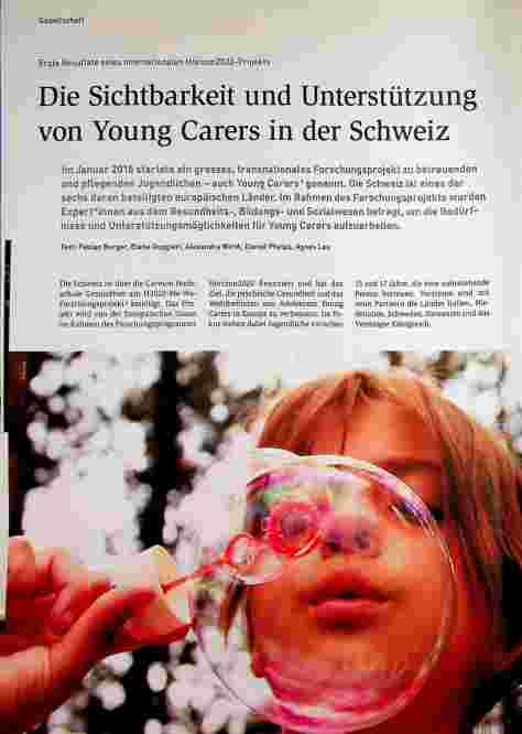 Vorschauseite 1: Erste Resultate eines internationalen Horizon 2020-Projekts: Die Sichtbarkeit und Unterstützung von Young Carers in der Schweiz.